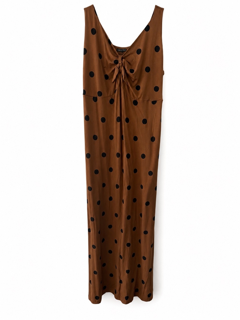 Love & Legend Brown Black Polka Dot Knot Front Maxi Dress Size 1X